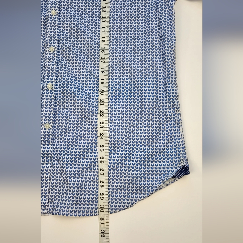 Society Of Threads Shirt Men – 2XL Blue Roosters Print Slim Fit Comfort Stretch - Picture 9 of 11